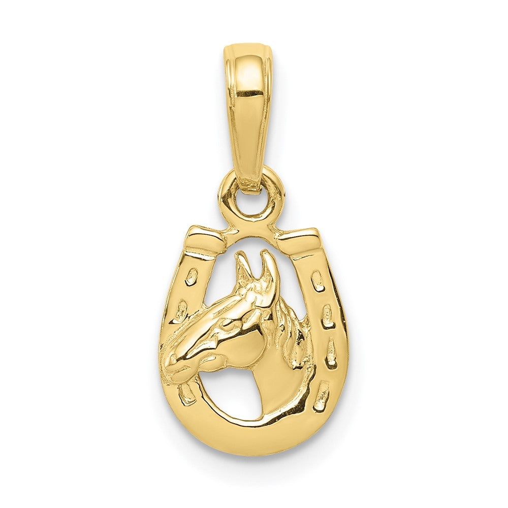 Extel Medium 10k Gold Horse Head in Horseshoe Pendant