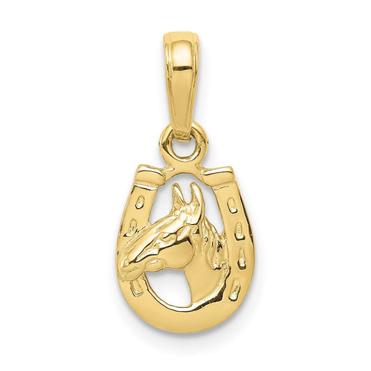 Extel Medium 10k Gold Horse Head in Horseshoe Pendant