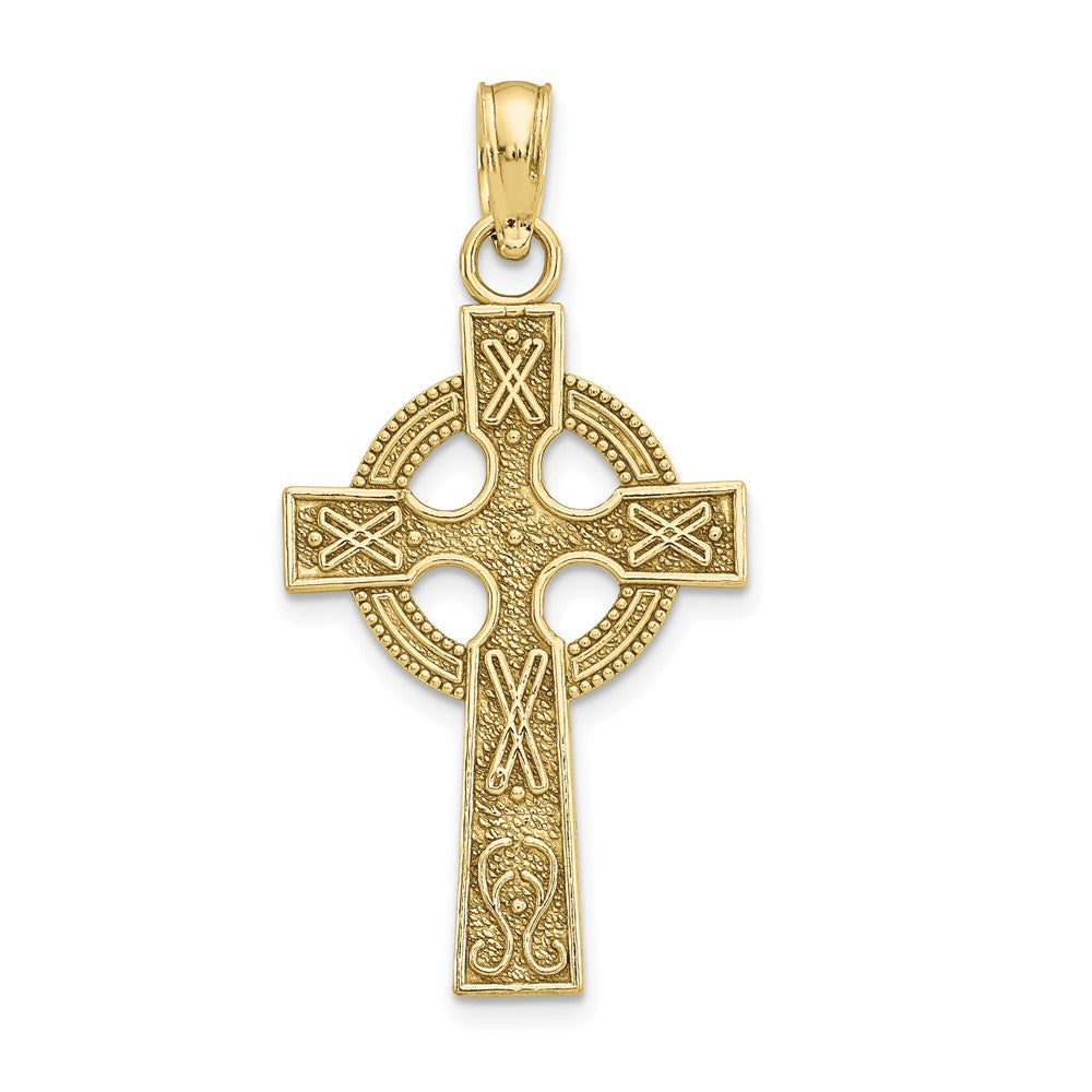 Extel Large 10k Celtic Cross with Eternity Circle Pendant Charm, Made in USA