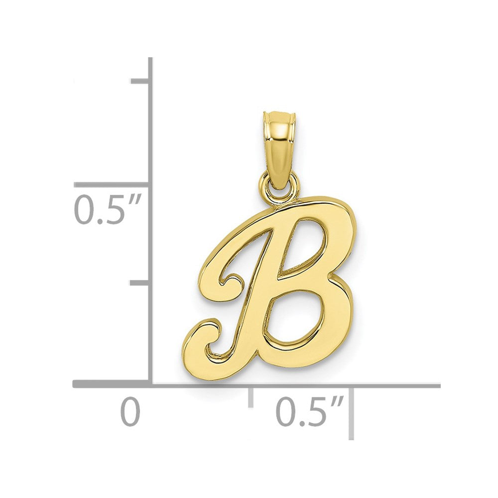 Extel Medium 10k Gold Polished B Script Initial Charm, Made in USA