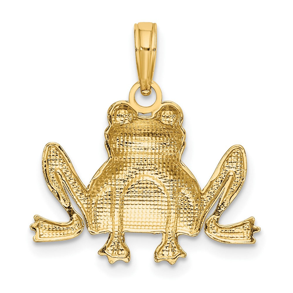 Extel Medium 10k Gold Textured SITTING FROG Charm, Made in USA