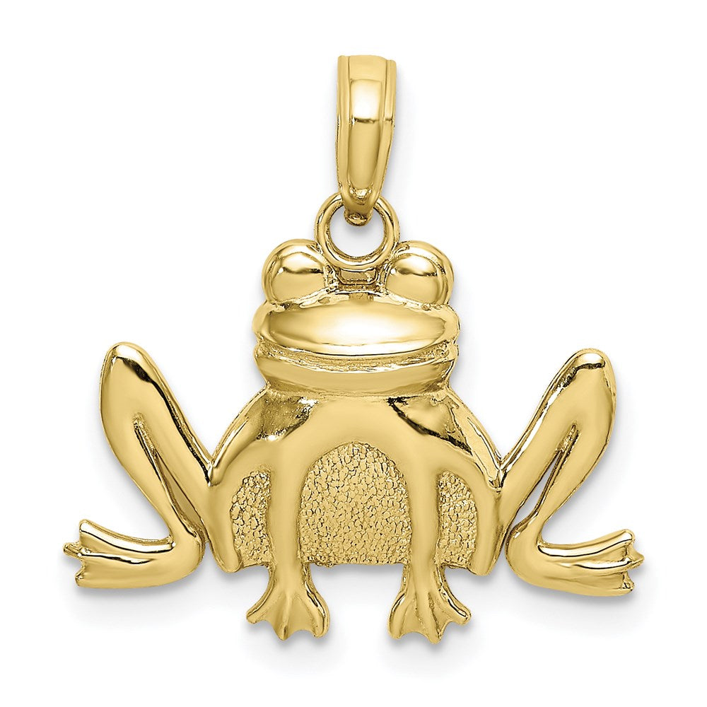 Extel Medium 10k Gold Textured SITTING FROG Charm, Made in USA