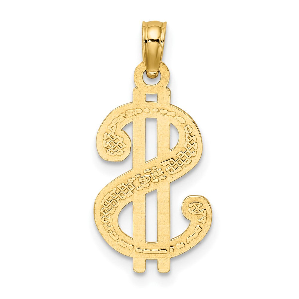 Extel Medium 10k Gold Textured Dollar Sign Charm, Made in USA