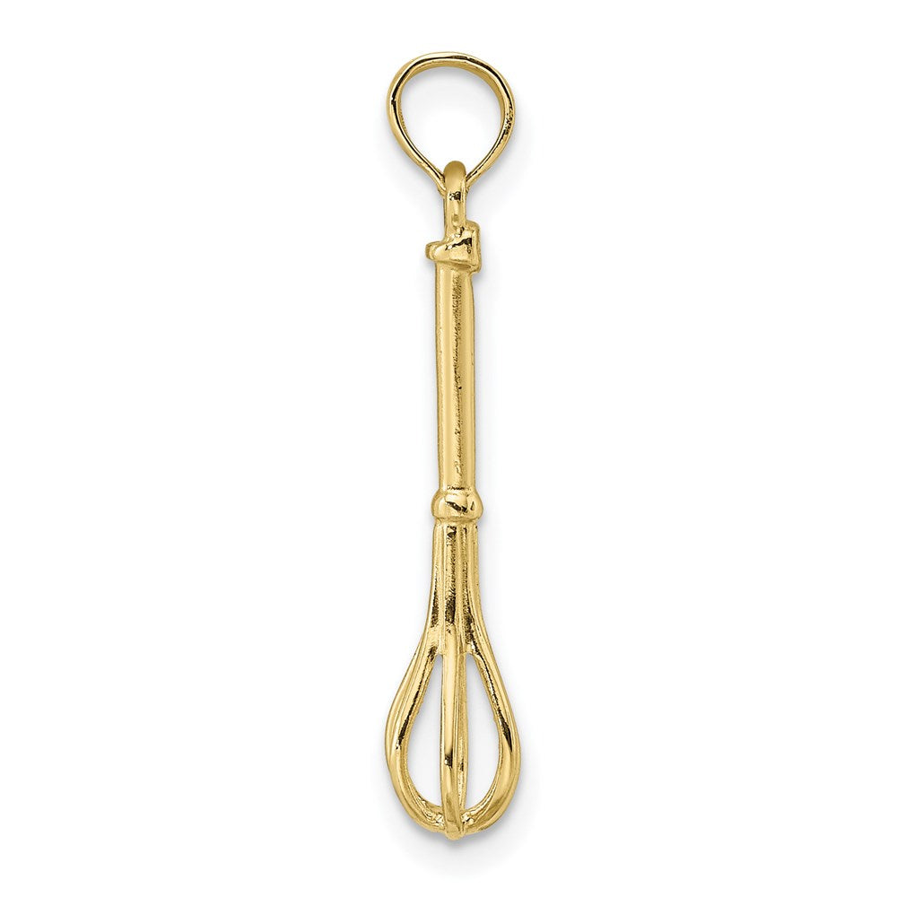 Extel Large 10k Gold 3-D & Polished Whisk Charm, Made in USA