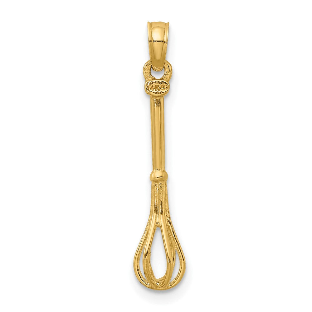 Extel Large 10k Gold 3-D & Polished Whisk Charm, Made in USA