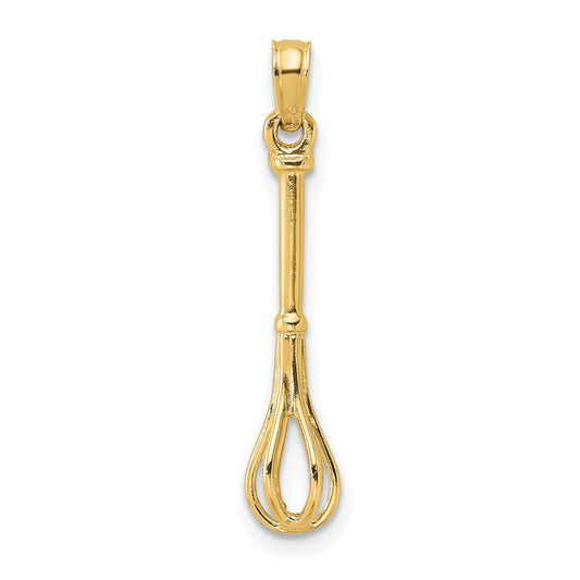 Extel Large 10k Gold 3-D & Polished Whisk Charm, Made in USA