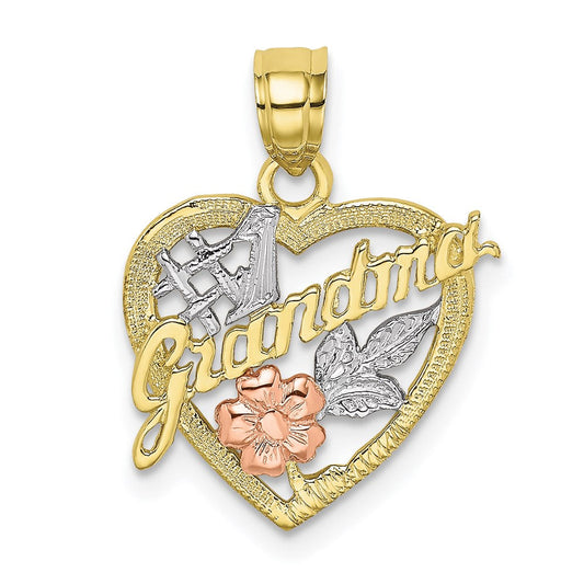 Extel Medium 10k Tri-Color #1 GRANDMA In Heart Charm