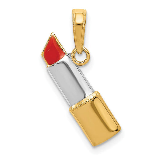 Extel Medium 10K with Rhodium Enameled Lipstick Charm