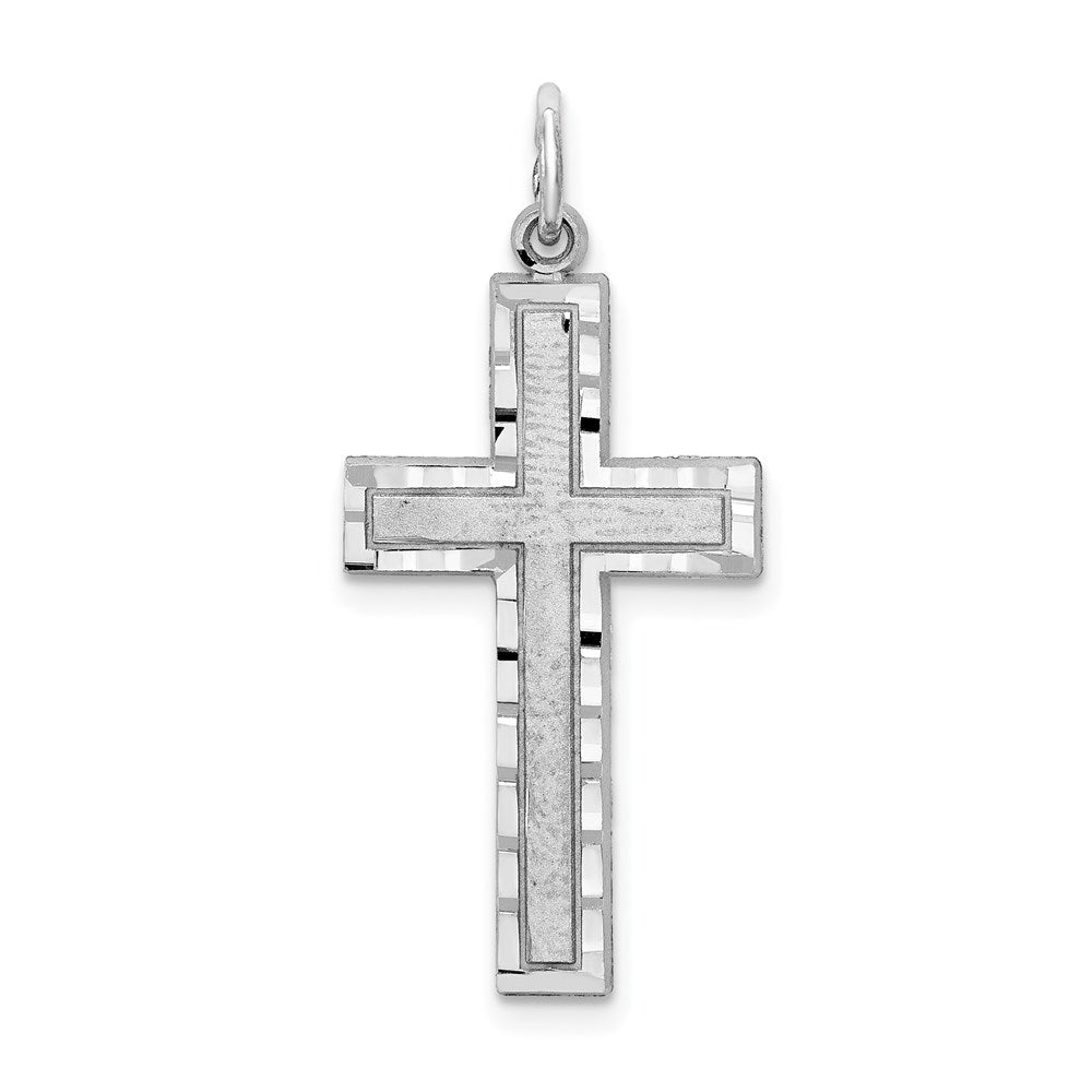 Extel Large 10k Gold White Gold Latin Cross Charm, Made in USA