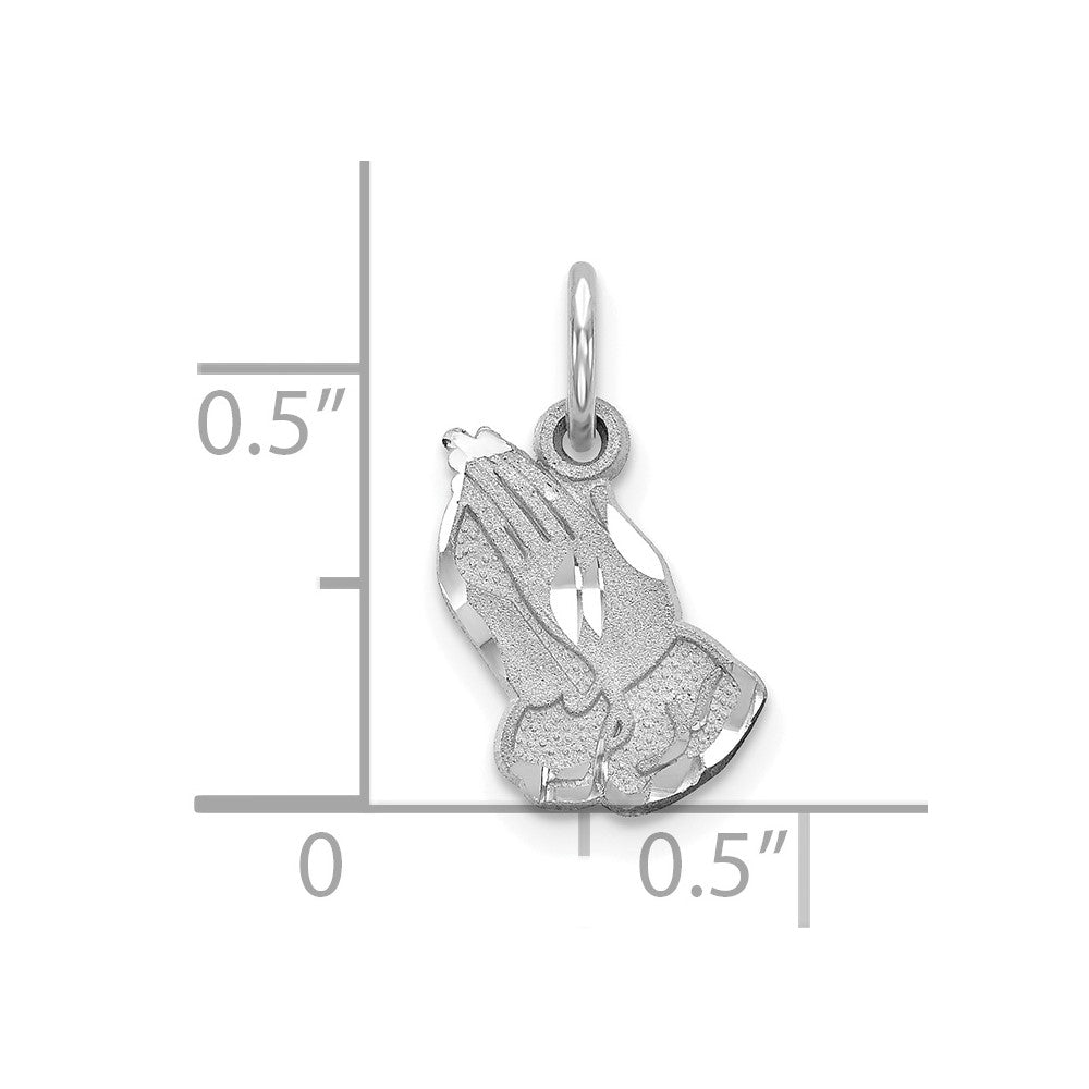 Extel Medium 10k Gold White Gold Praying Hands Charm Pendant, Made in USA