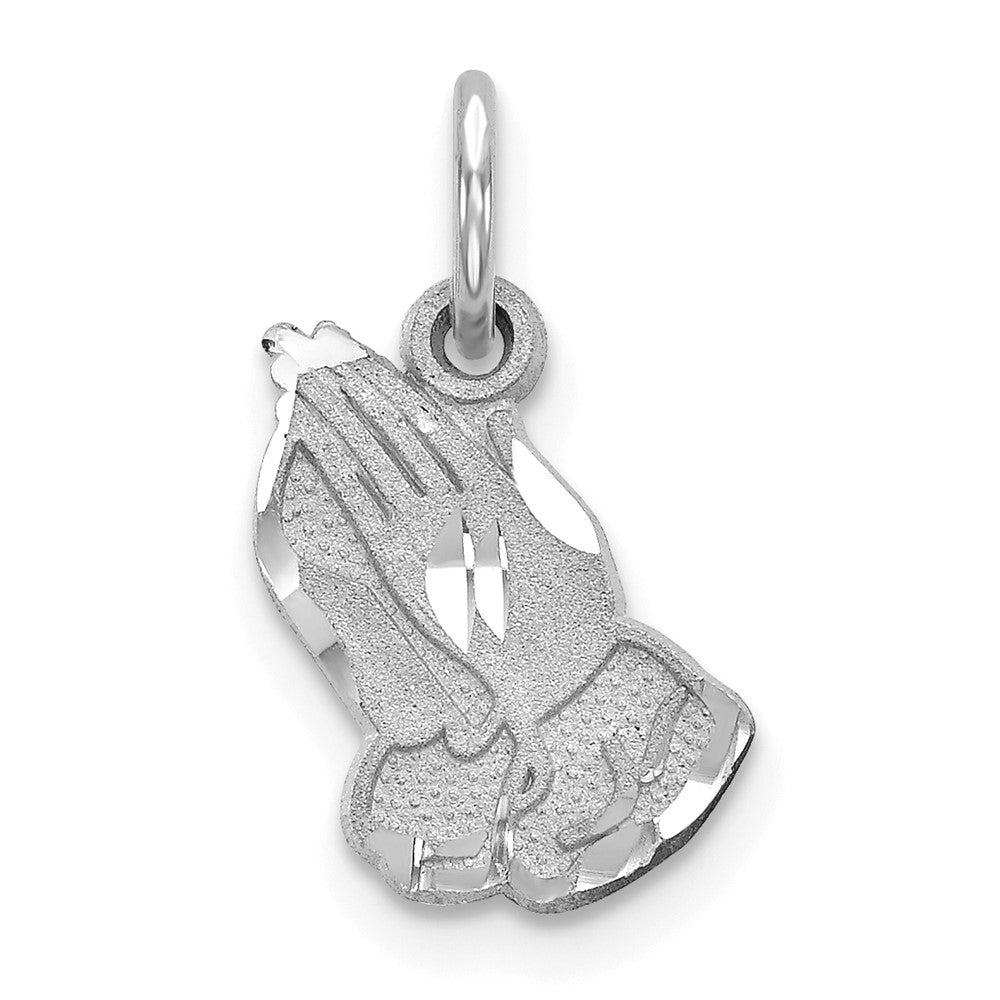 Extel Medium 10k Gold White Gold Praying Hands Charm Pendant, Made in USA