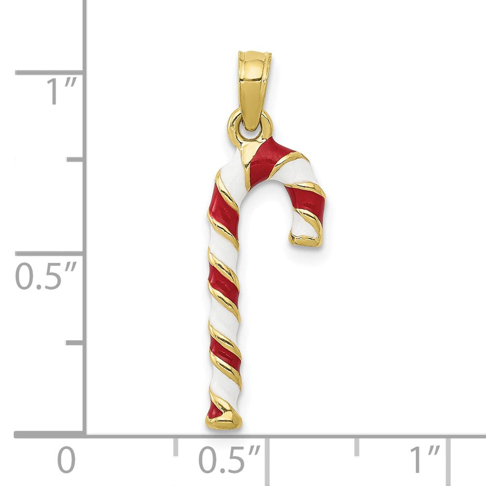 Extel Large 10k Gold 3-D Enameled Candy Cane Pendant