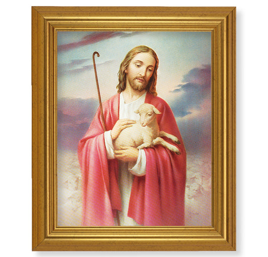 Good Shepherd Picture Framed Wall Art Decor, Large, Antique Gold-Leaf Classic Frame