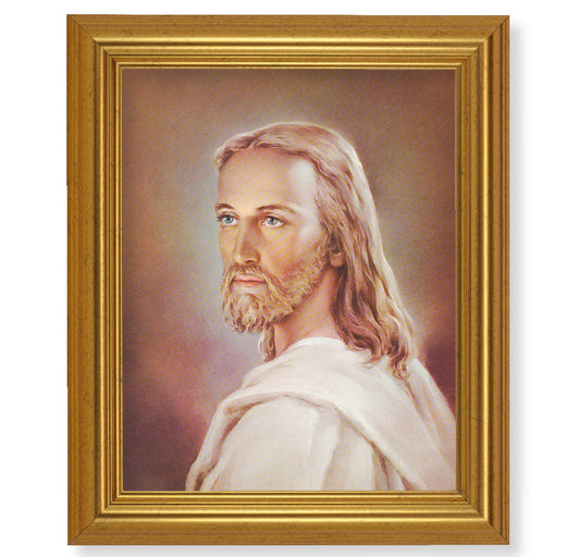 Head of Christ Picture Framed Wall Art Decor, Large, Antique Gold-Leaf Classic Frame