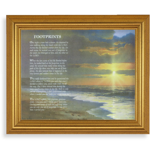 Footprints Picture Framed Wall Art Decor, Large, Antique Gold-Leaf Classic Frame