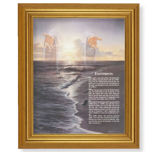 Footprints Picture Framed Wall Art Decor, Large, Antique Gold-Leaf Classic Frame