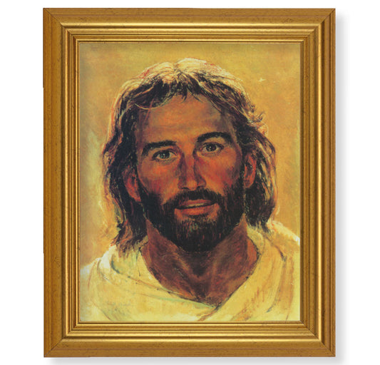 Head of Christ Picture Framed Wall Art Decor, Large, Antique Gold-Leaf Classic Frame