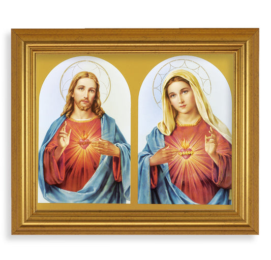 The Sacred Hearts Picture Framed Wall Art Decor, Large, Antique Gold-Leaf Classic Frame