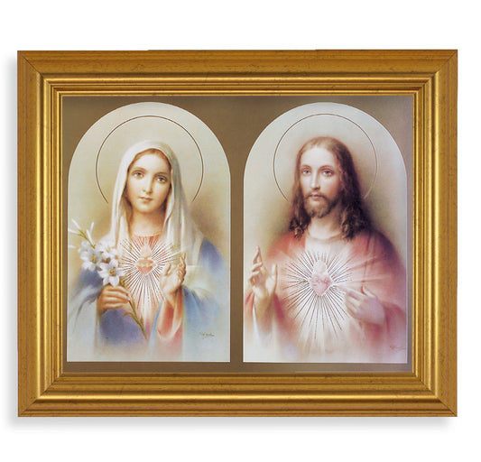 The Sacred Hearts Picture Framed Wall Art Decor, Large, Antique Gold-Leaf Classic Frame