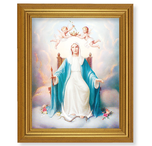 Divine Mercy Picture Framed Wall Art Decor, Large, Antique Gold-Leaf Classic Frame