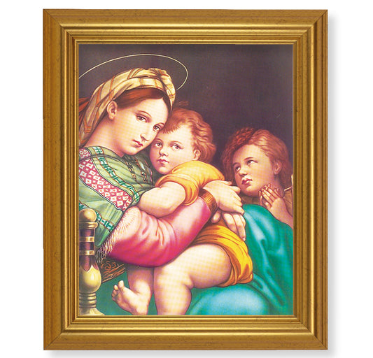 Madonna and Child Picture Framed Wall Art Decor, Large, Antique Gold-Leaf Classic Frame