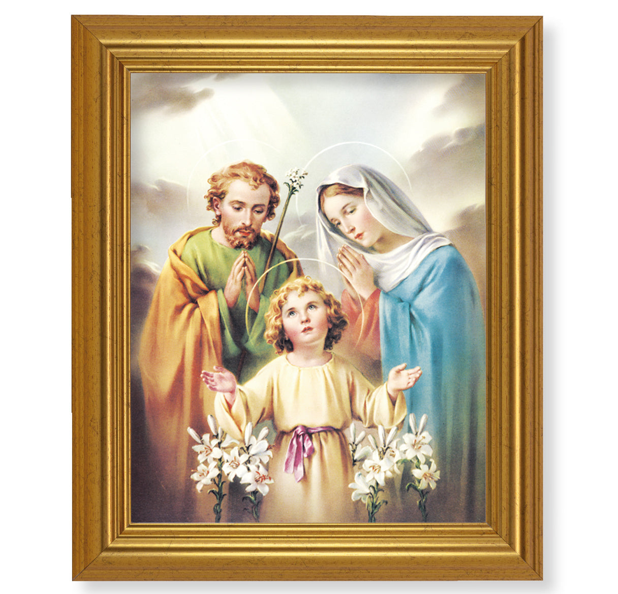 Holy Family Picture Framed Wall Art Decor, Large, Antique Gold-Leaf Classic Frame