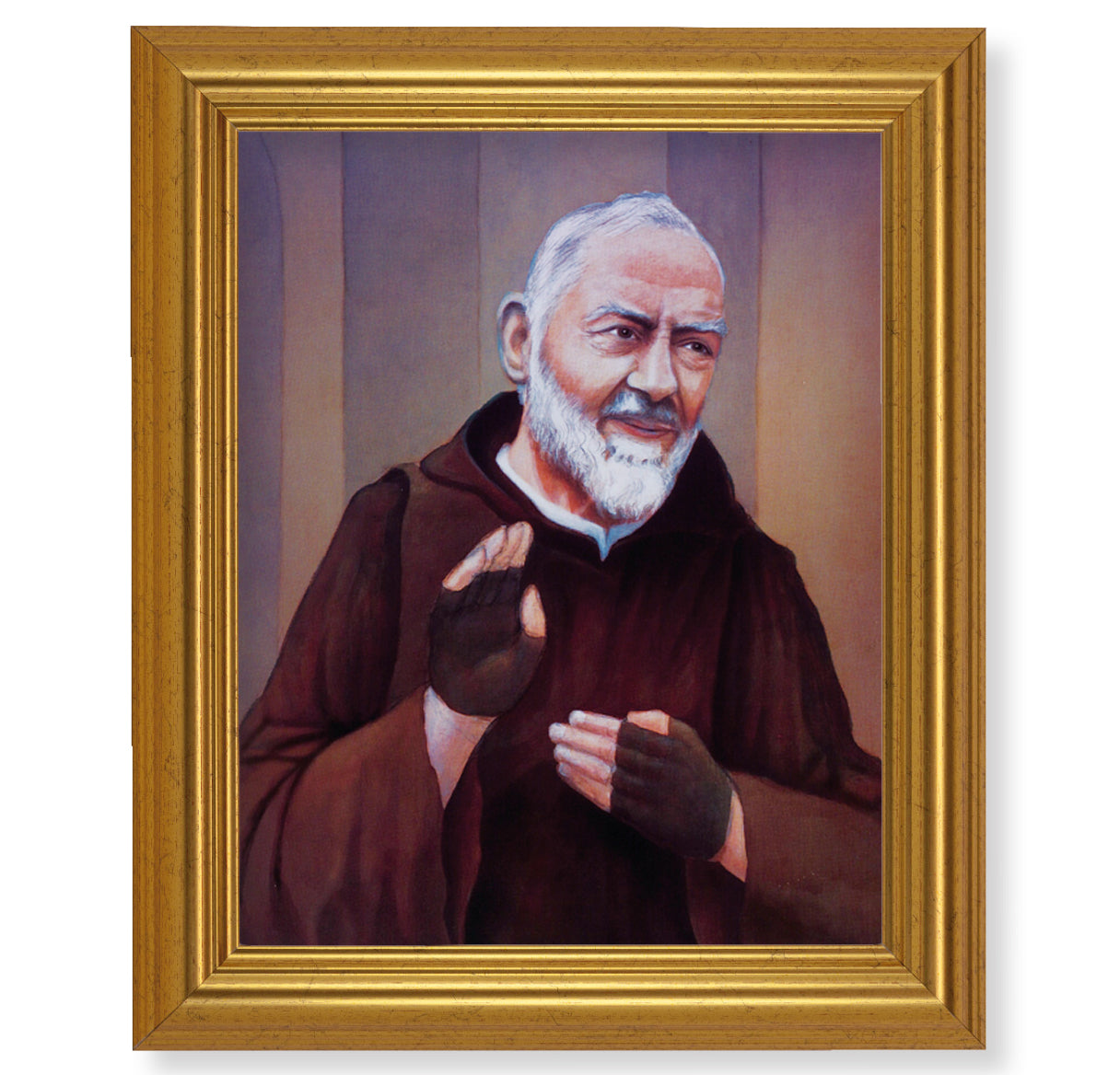 St. Pio Picture Framed Wall Art Decor Large Antique Gold Frame