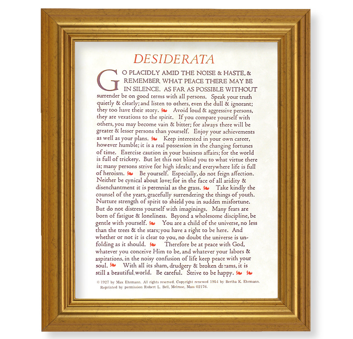 Desiderata Picture Framed Wall Art Decor, Large, Antique Gold-Leaf Classic Frame