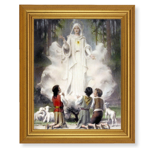 Our Lady of Fatima Picture Framed Wall Art Decor, Large, Antique Gold-Leaf Classic Frame