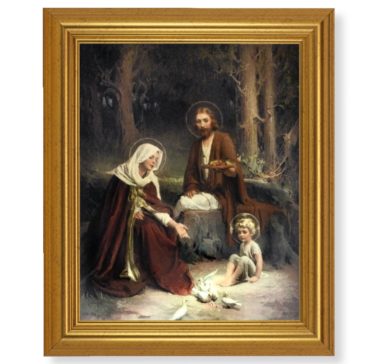 Holy Family Picture Framed Wall Art Decor Large Antique Gold-Leaf Classic Frame