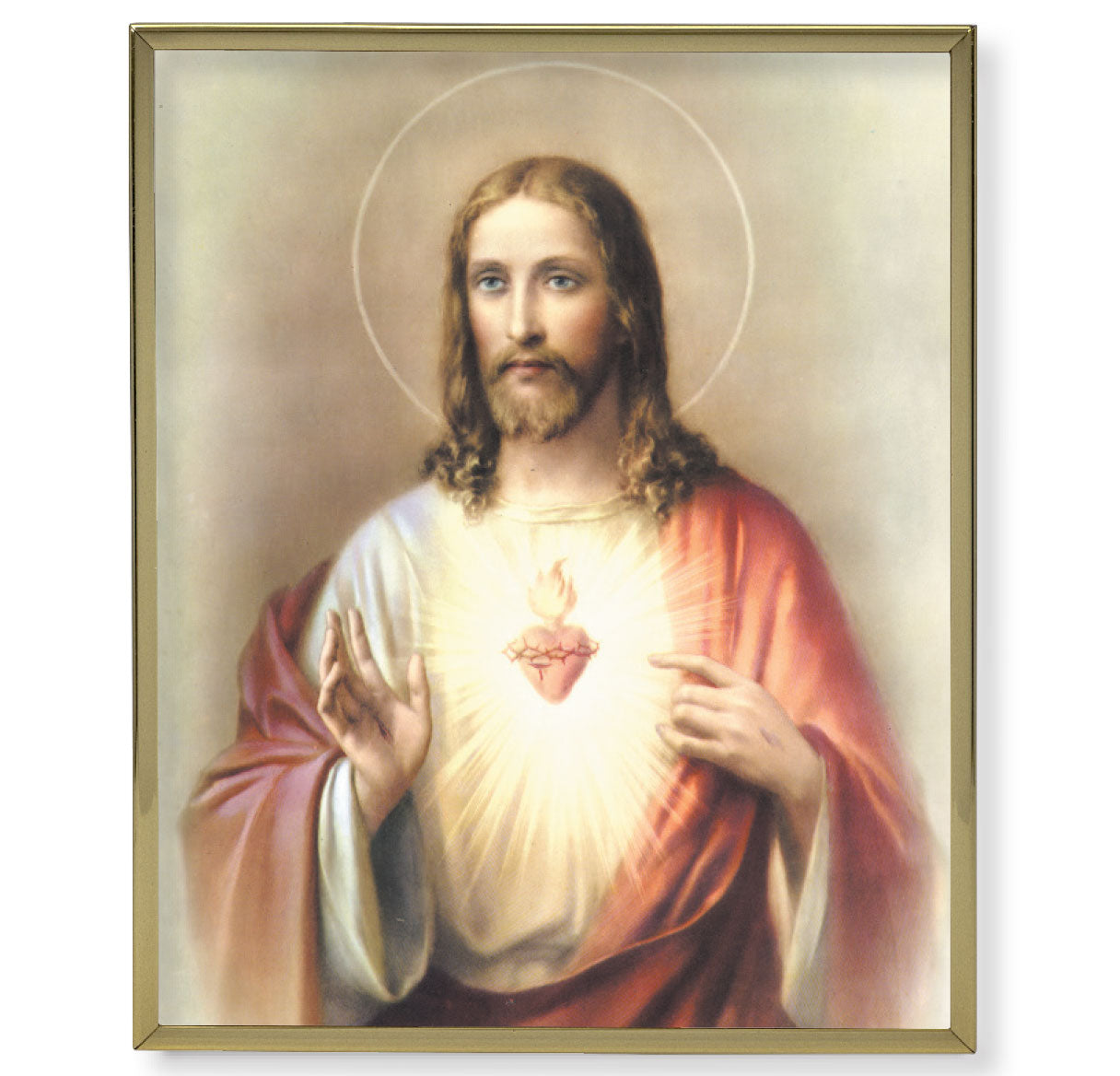 Sacred Heart of Jesus Picture Framed Plaque Large Gold Frame