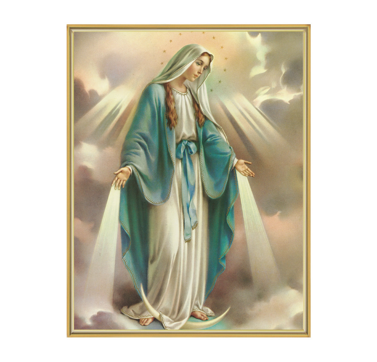 Our Lady of Grace Picture Framed Plaque, Large, Gold Plaque Frame