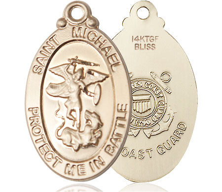 Extel Oval Large 14kt Gold Filled St Michael Guardian Angel Coast Guard Medal, Made in USA