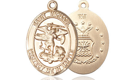 Extel Oval Medium 14kt Gold Filled St Michael Air Force Medal, Made in USA