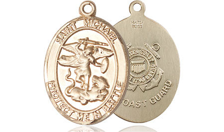 Extel Oval Medium 14kt Gold Filled St Michael Coast Guard Medal, Made in USA