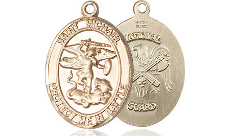 Extel Oval Medium 14kt Gold Filled St Michael National Guard Medal, Made in USA