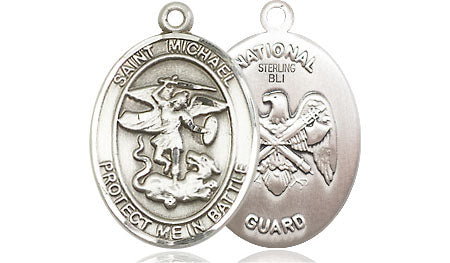 Extel Oval Medium Sterling Silver St Michael National Guard Medal, Made in USA