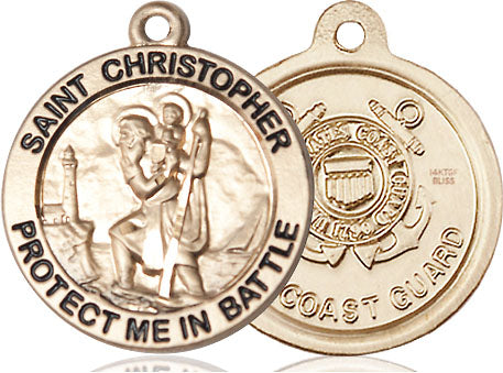 Extel Round Large 14kt Gold Filled St Christopher Coast Guard Medal, Made in USA