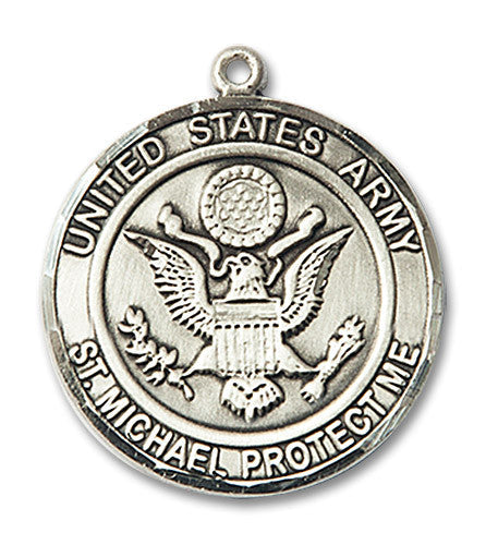 Extel Round Large Sterling Silver Army St Michael Medal, Made in USA