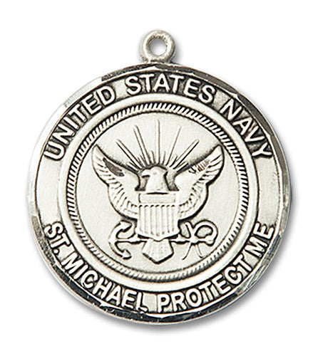 Extel Round Large Sterling Silver Navy St Michael Medal, Made in USA