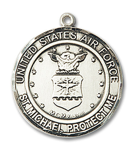 Extel Round Medium Sterling Silver Air Force St Michael Medal, Made in USA