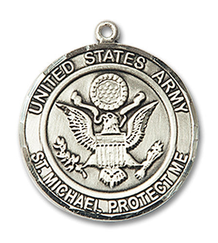 Extel Round Medium Sterling Silver Army St Michael Medal, Made in USA