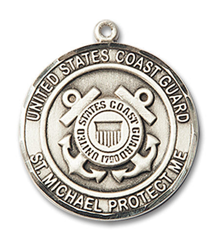 Extel Round Medium Sterling Silver Coast Guard St Michael Medal, Made in USA