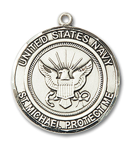 Extel Round Medium Sterling Silver Navy St Michael Medal, Made in USA