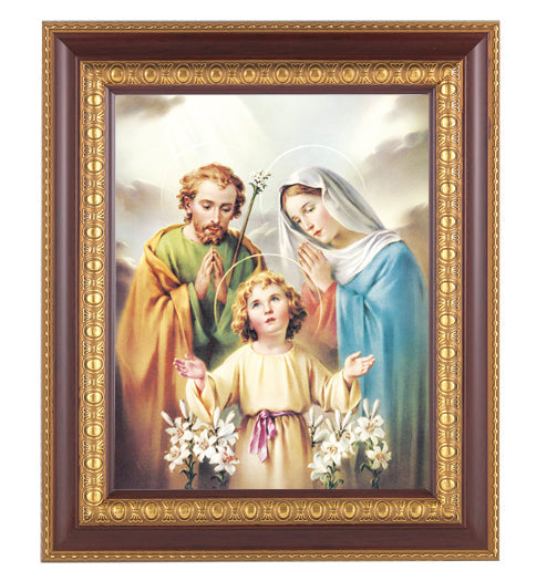 Holy Family Picture Framed Wall Art Decor Large Dark Cherry