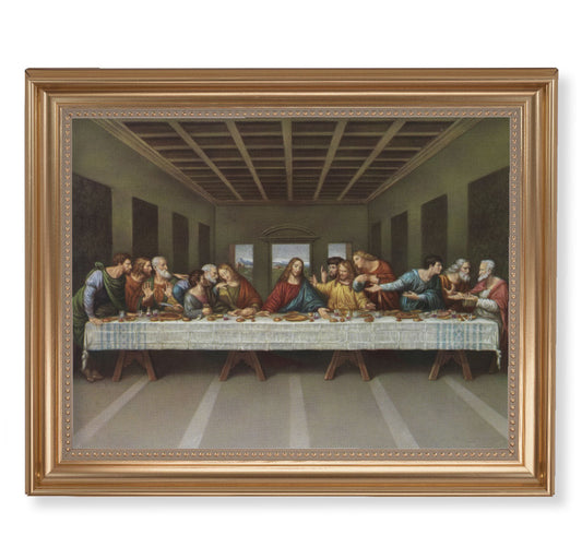 Last Supper Picture Framed Wall Art Decor, Extra Large, Classic Gold-Leaf Fluted Frame with Beaded Lip