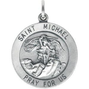 Extel Medium Sterling Silver Mens Religious Catholic St. Michael Patron Saint Medal Pendant Charm