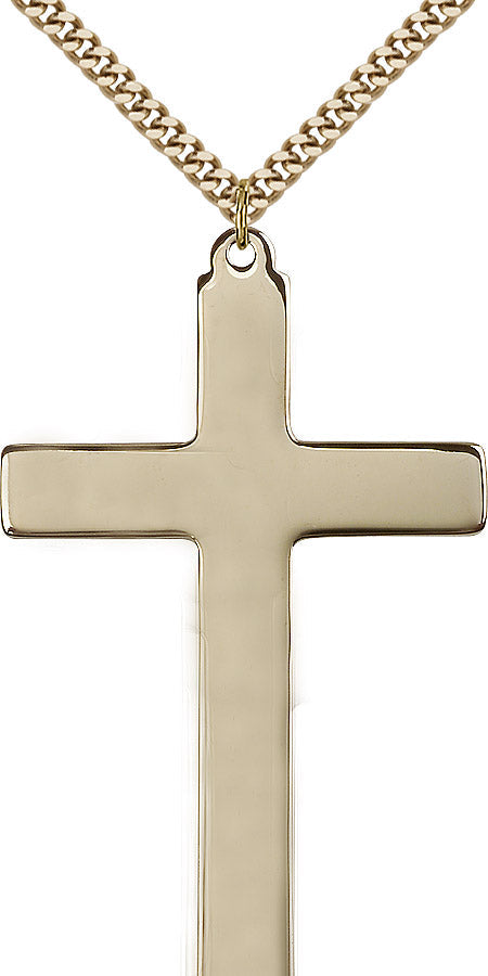 Extel Extra Large 14kt Gold Filled Choir Cross Pendant with 24" chain, Made in USA