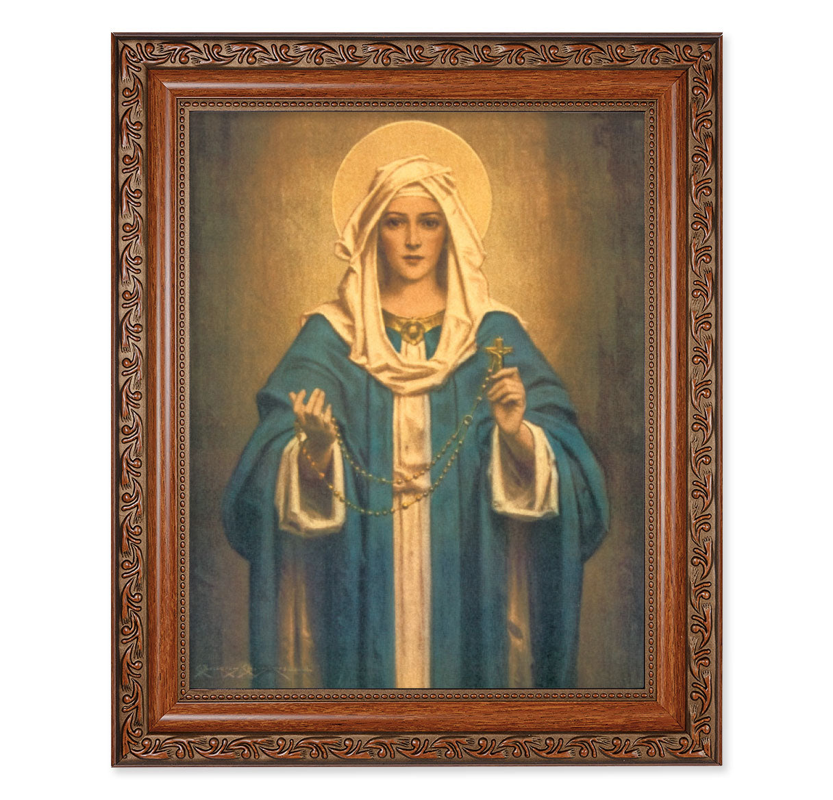 Our Lady of the Rosary Picture Framed Wall Art Decor Large