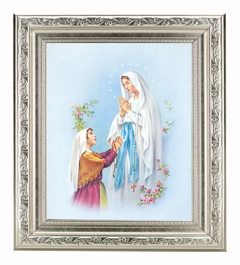 Our Lady of Lourdes Picture Framed Wall Art Decor Medium